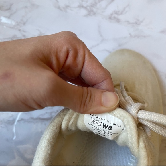 Allbirds Classic Tree Runners Sneakers Ivory Cream Wool Lace Up 8 - Picture 3 of 4